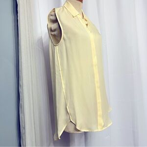 Jcrew Long silk Sleeveless Button Collared Chiffon Blouse Ivory LikeNew Size 6